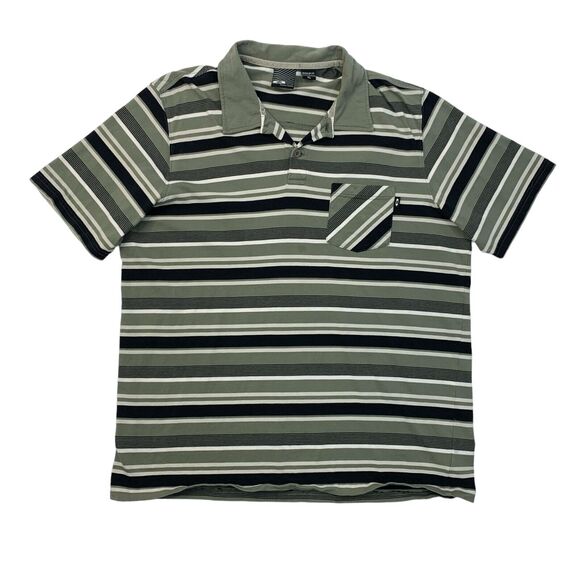 Oakley Prep Polo Shirt Mens XL Extra Large Herb Striped Regular Fit Short Sleeve - Picture 1 of 12